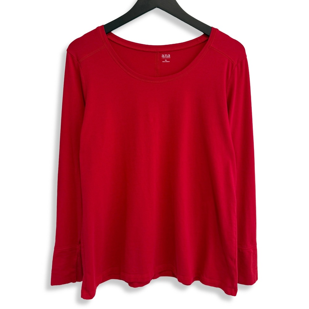 a.n.a Long Sleeve Shirt Womens XL Red Cotton Modal Stretch Basic Casual Winter